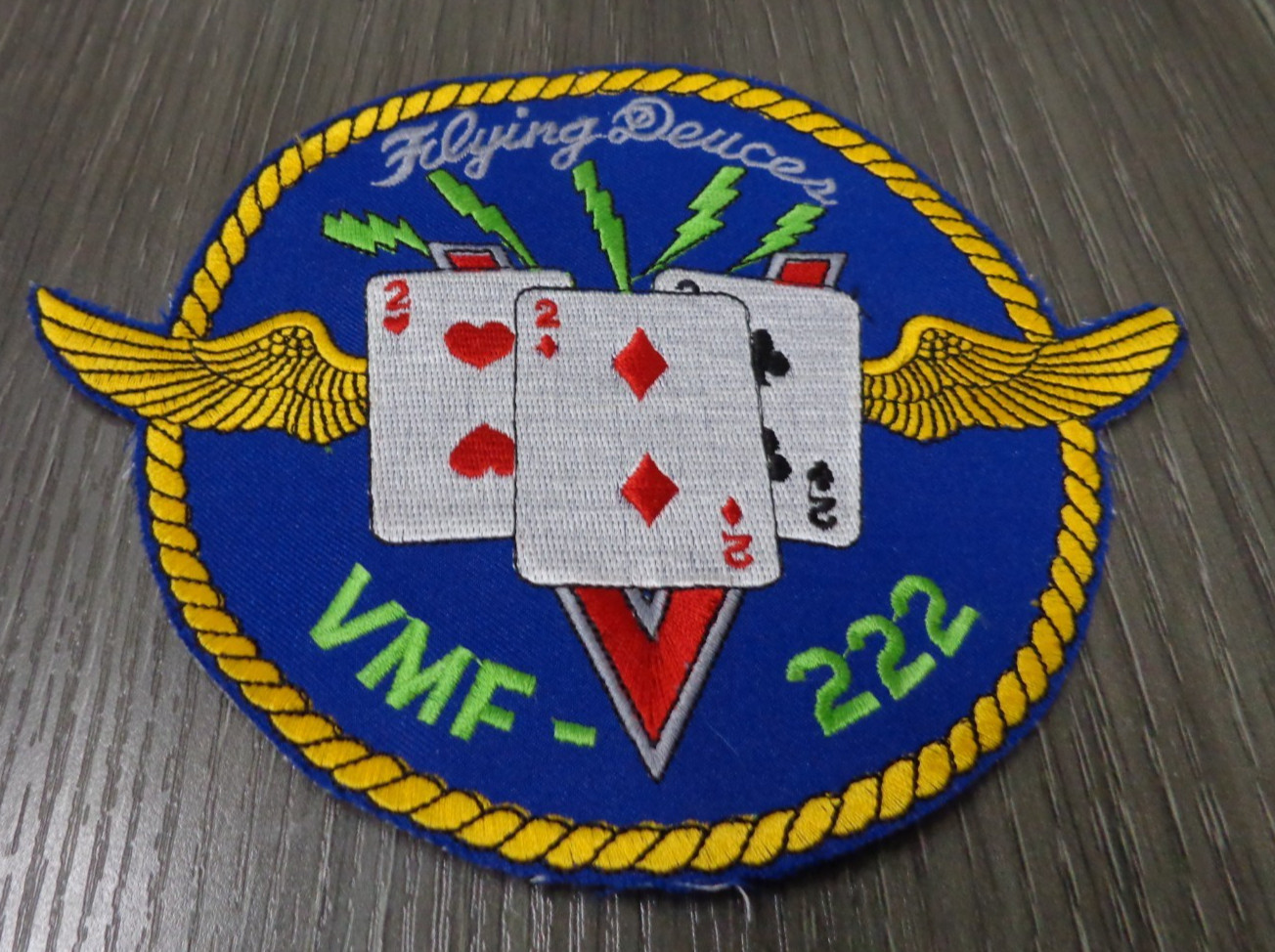USMC MARINES LARGE 5' VMF-222 Fighter Squadron Patch The Flying Deuces COLOR NEW