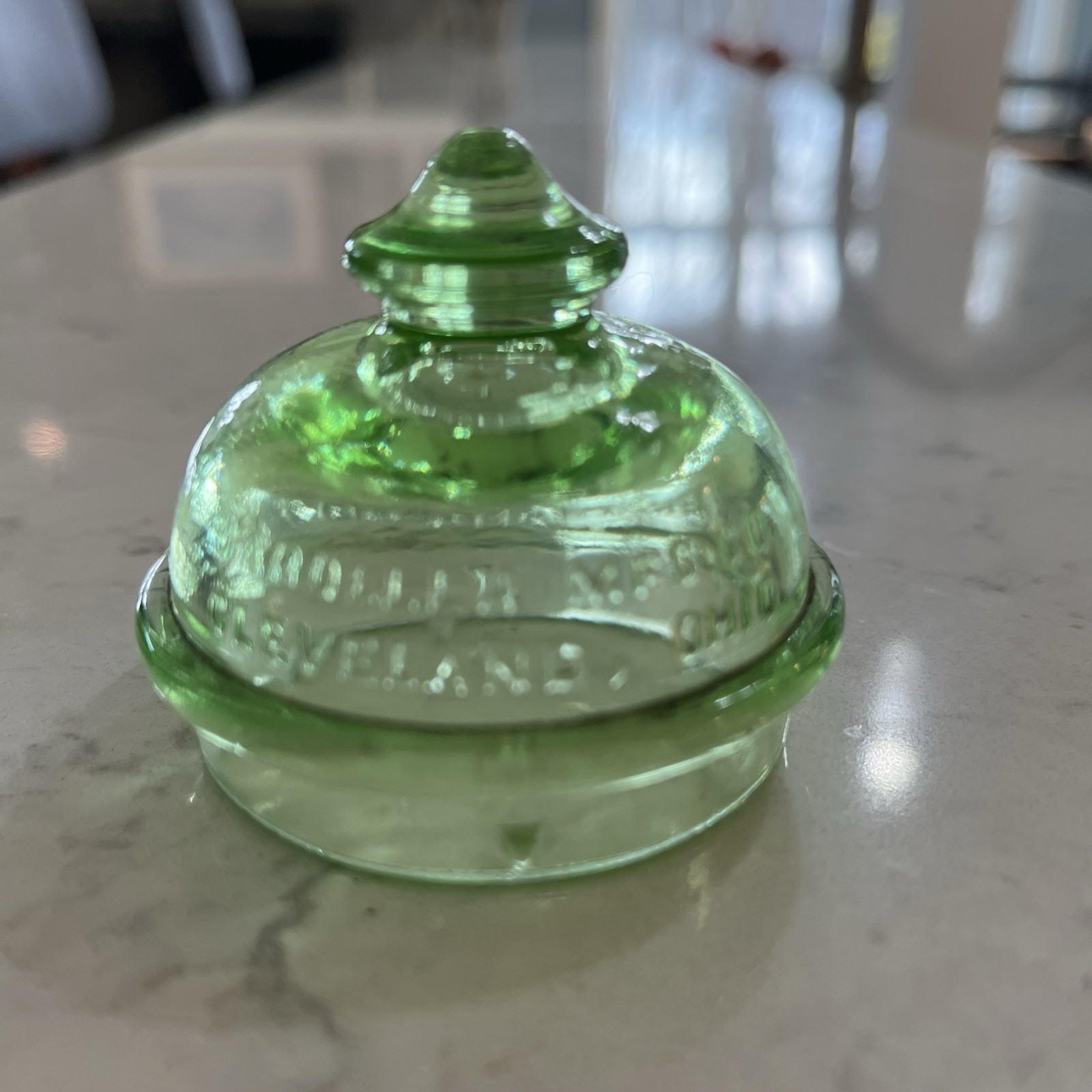 Vintage Uranium Glass Coffee Percolator Lid Top Vaseline Glass Replacement Only