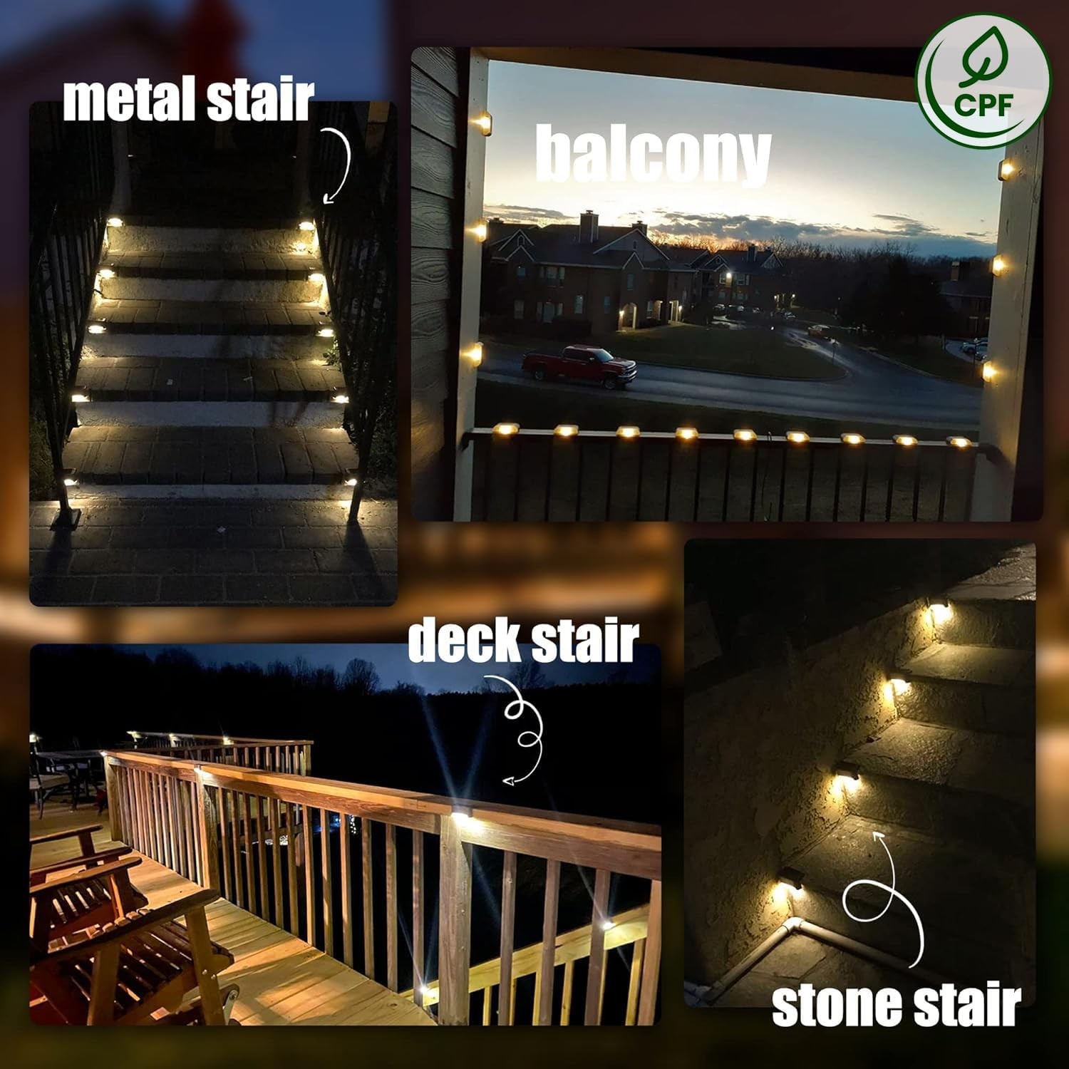 SOLPEX Solar Deck Lights Outdoor 16 Pack, Step 16, Warm White