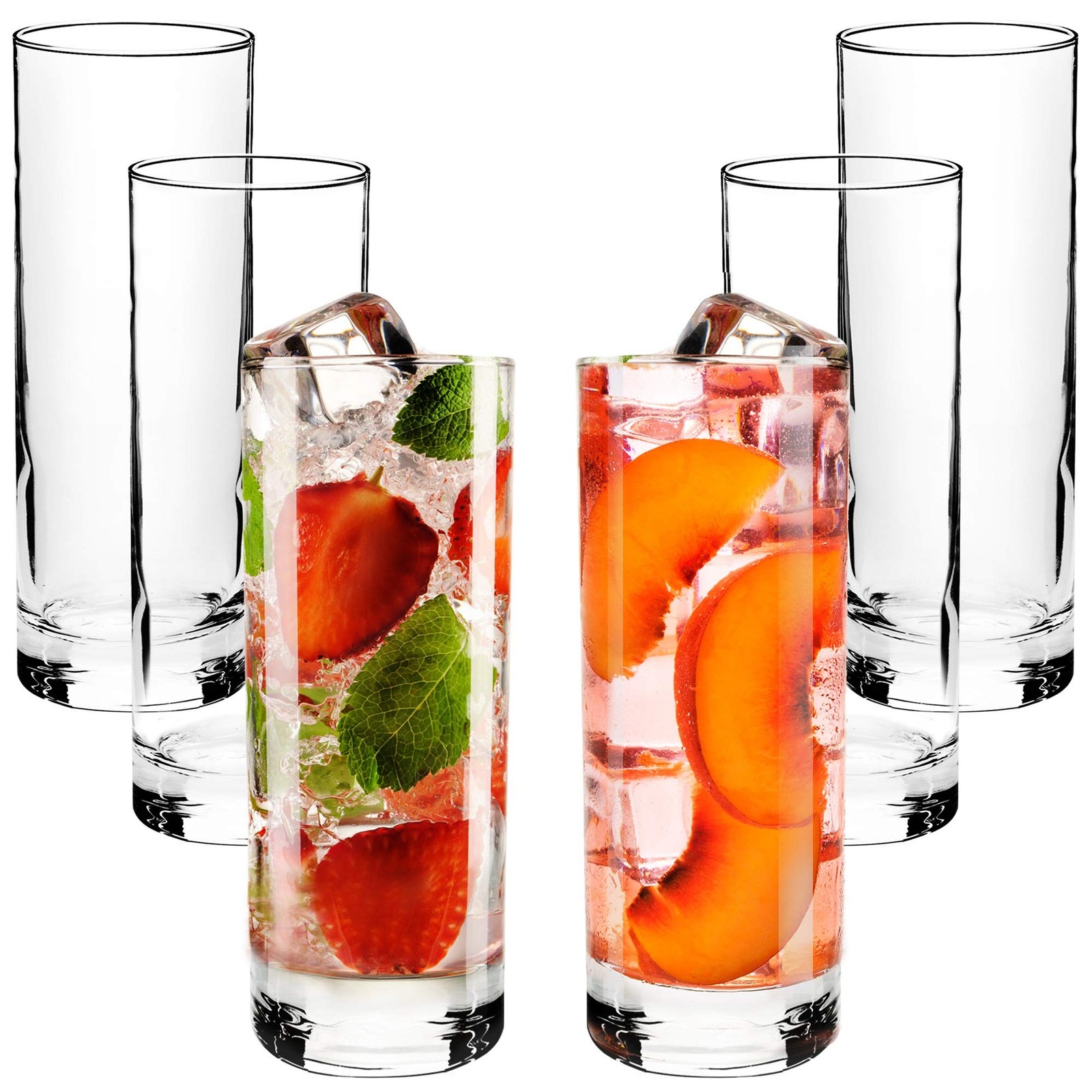 Volarium Highball Glasses with Heavy Base, Clear Drinking Glasses Set for Wat...