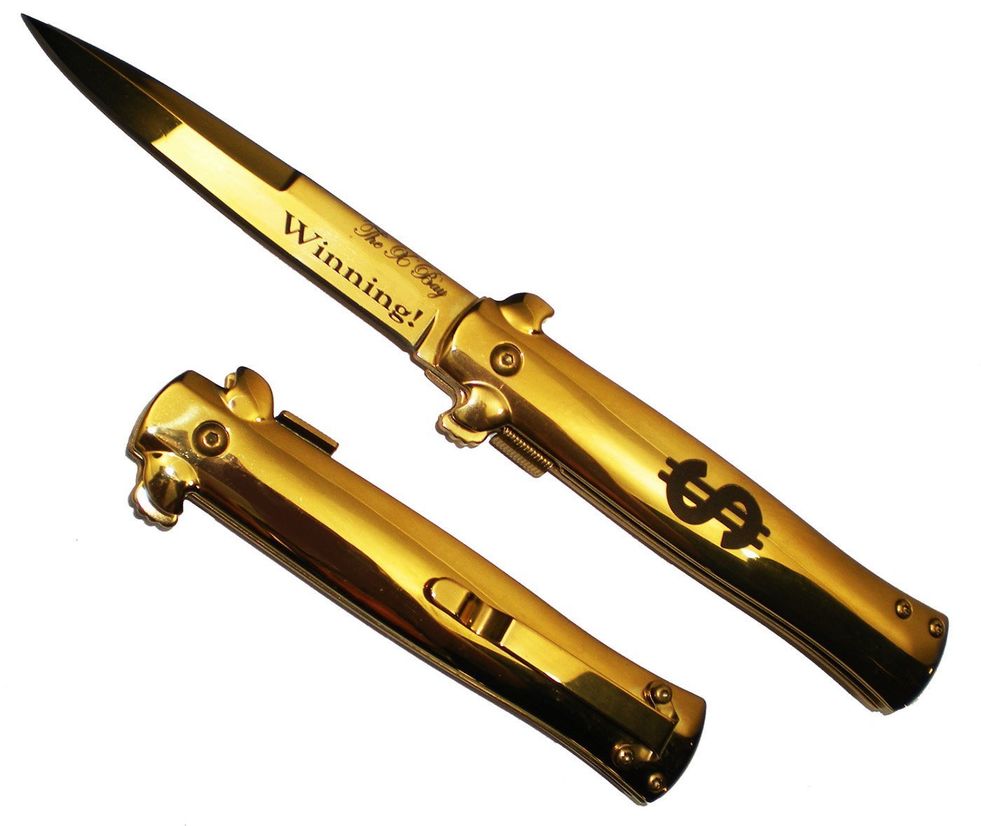 GOLD Dollar Sign Handle Winning! Charlie Sheen Edition Michael Corleone Knife