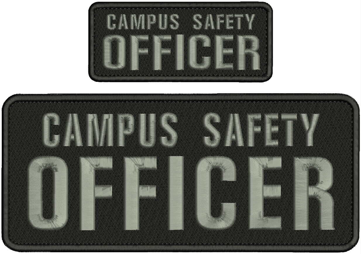 CAMPUS SAFETY OFFICER EMBROIDERY PATCH 4X10 & 2X5 HOOK ONBACK GRAY ON BLACK