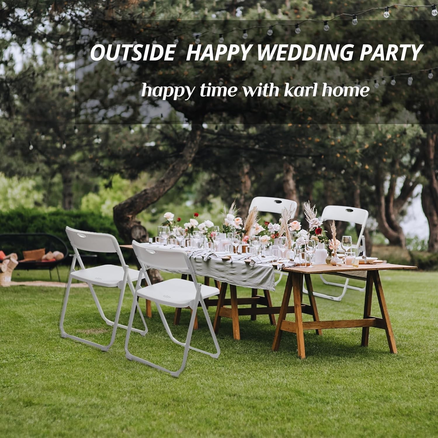 6Pcs Folding ,300LBS Lightweight Foldable Plastic Chair, Reinforced Metal Frame