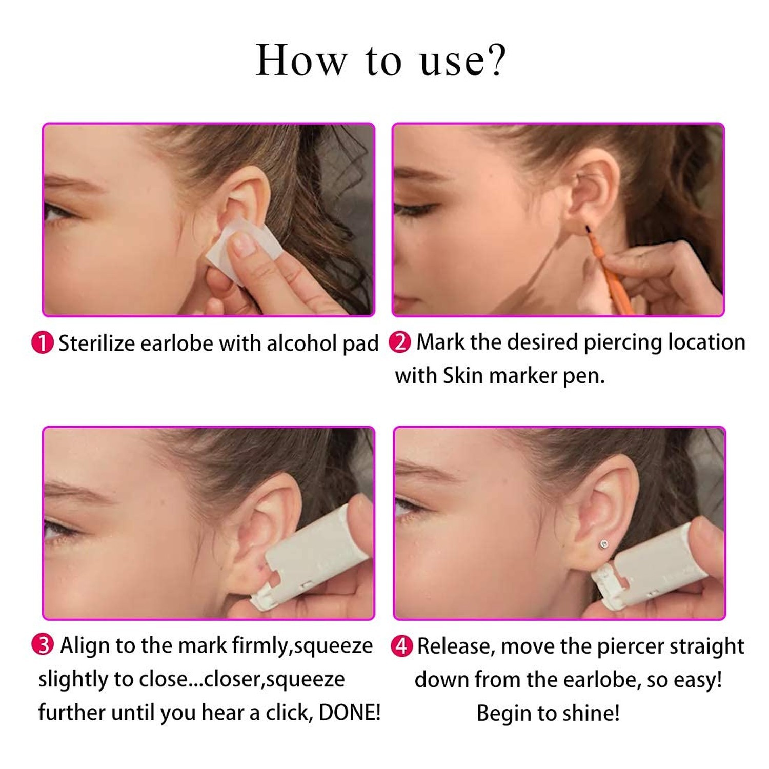 Firstomato 2PCS Disposable Ear Piercing Kit Ear Piercing Gun Self Use Ear Pie...