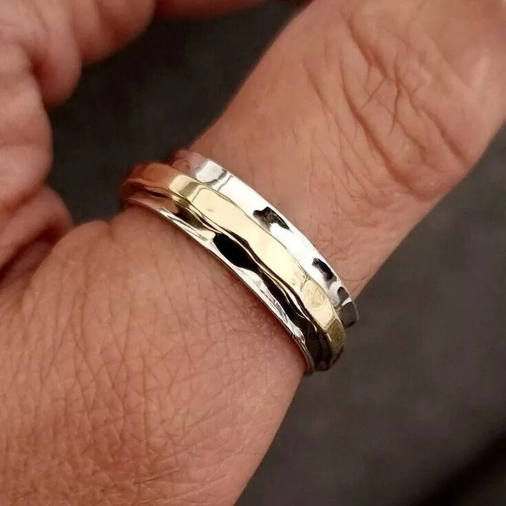 925 Sterling Silver Thumb Spinner Ring Handmade Meditation Ring All Size SR605