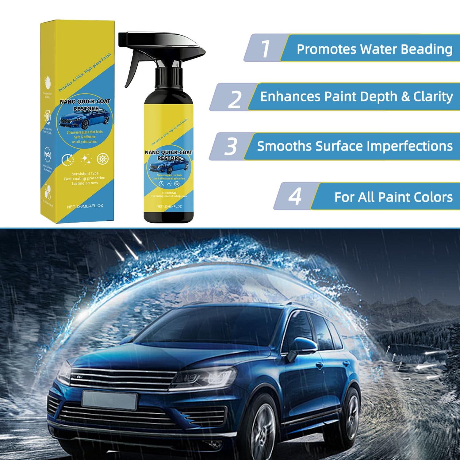 2PCS Nano Quick Coat Restore Coating Spray, 2026 Advanced Nano Quick Effect Coat