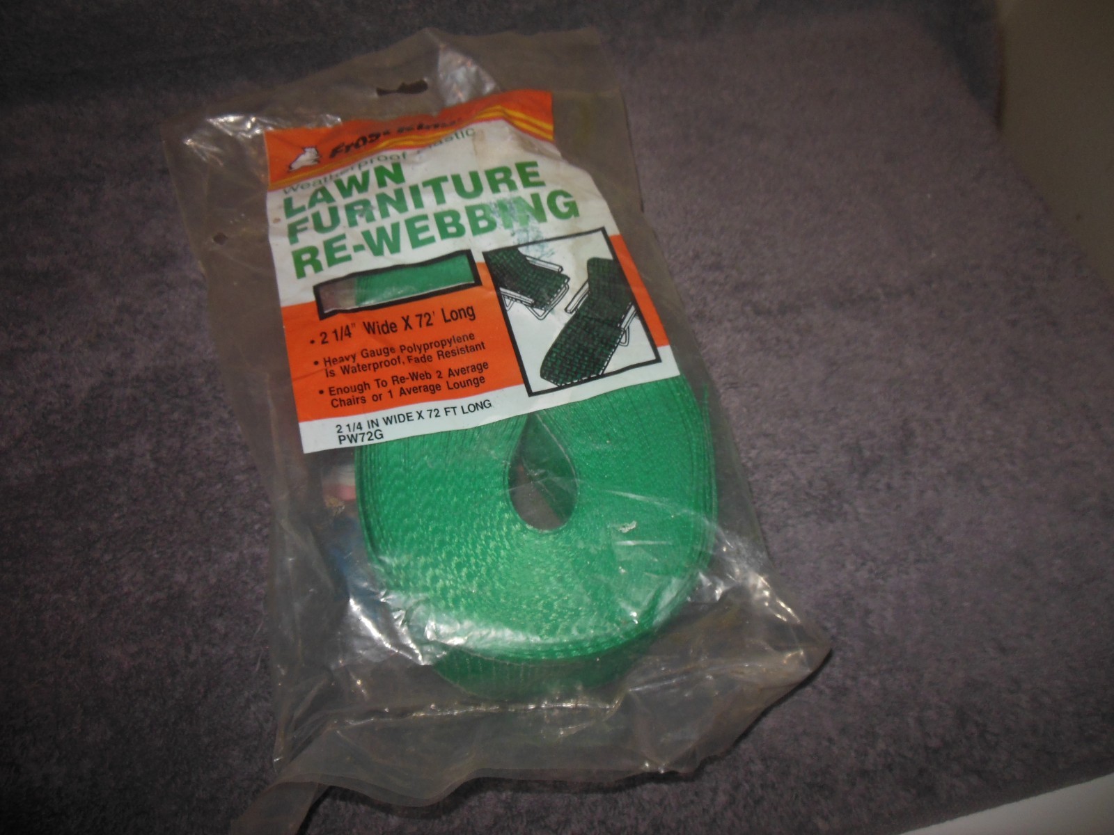 Frost King Lawn Furniture Re Webbing 2 1/4" X Big 72' Feet Long Green w/ Stripe
