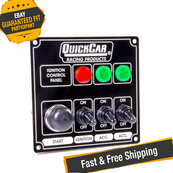 QuickCar 50-825 Ignition Panel, Black Plate, 3 Switches & 1 Button with Lights