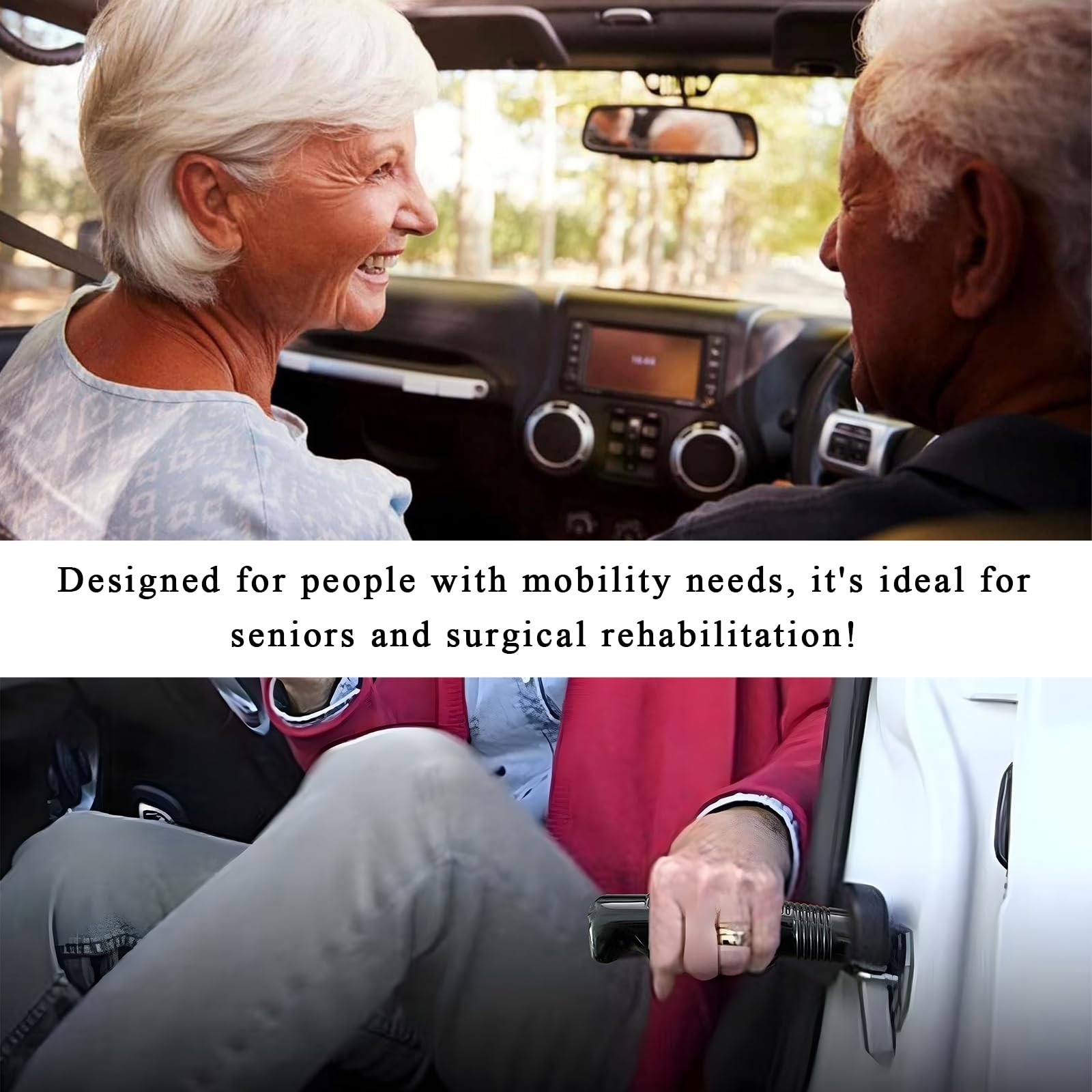 Augeny Car Door Handle for Elderly, Multifunctional Portable Black, 2PCS