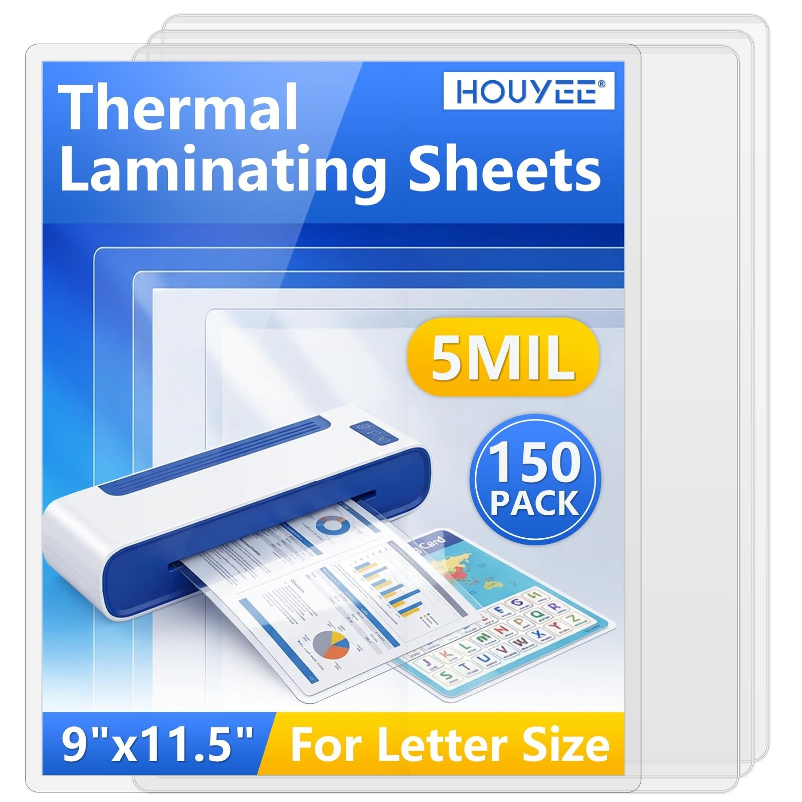 HOUYEE Laminating Sheets 5 Mil, Universal Fit for All Thermal Laminators, 150...