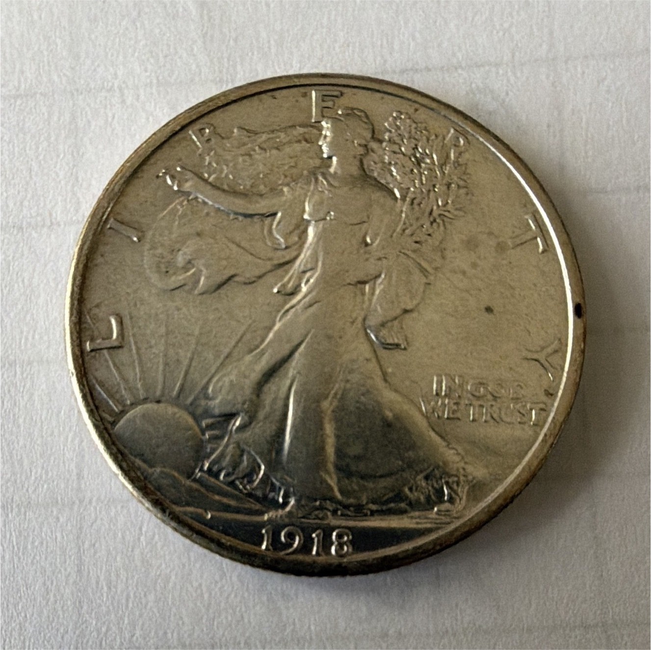 1918 Liberty Walking Half Dollar 50C Silver 0.9 Fine Philadelphia