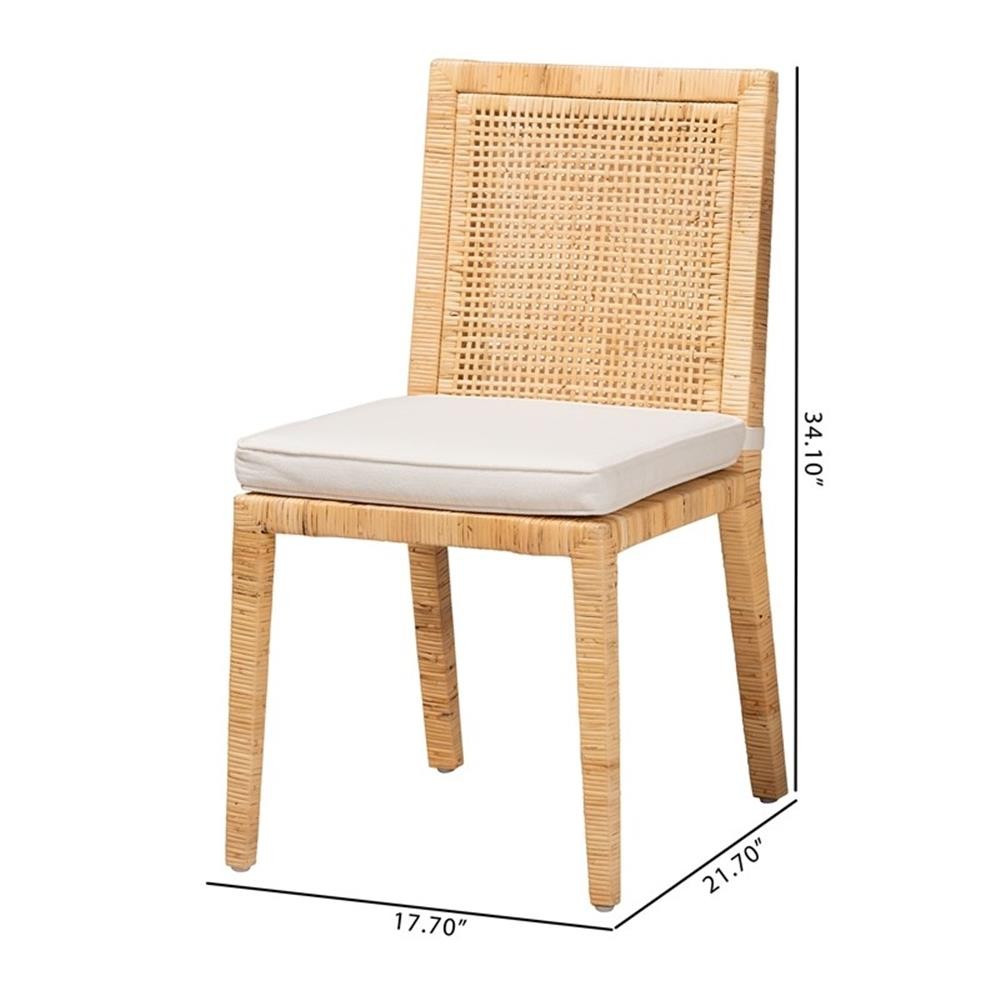 Baxton Studio Sofia Walnut Finished Wood and Rattan Dining Chair