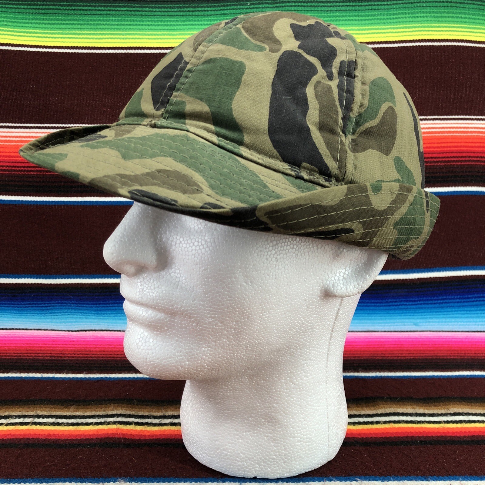 Vtg Youngan Mens Duck Camo Bucket Hat Sz M Bird Hunting Brimmed Ear Flap Lined
