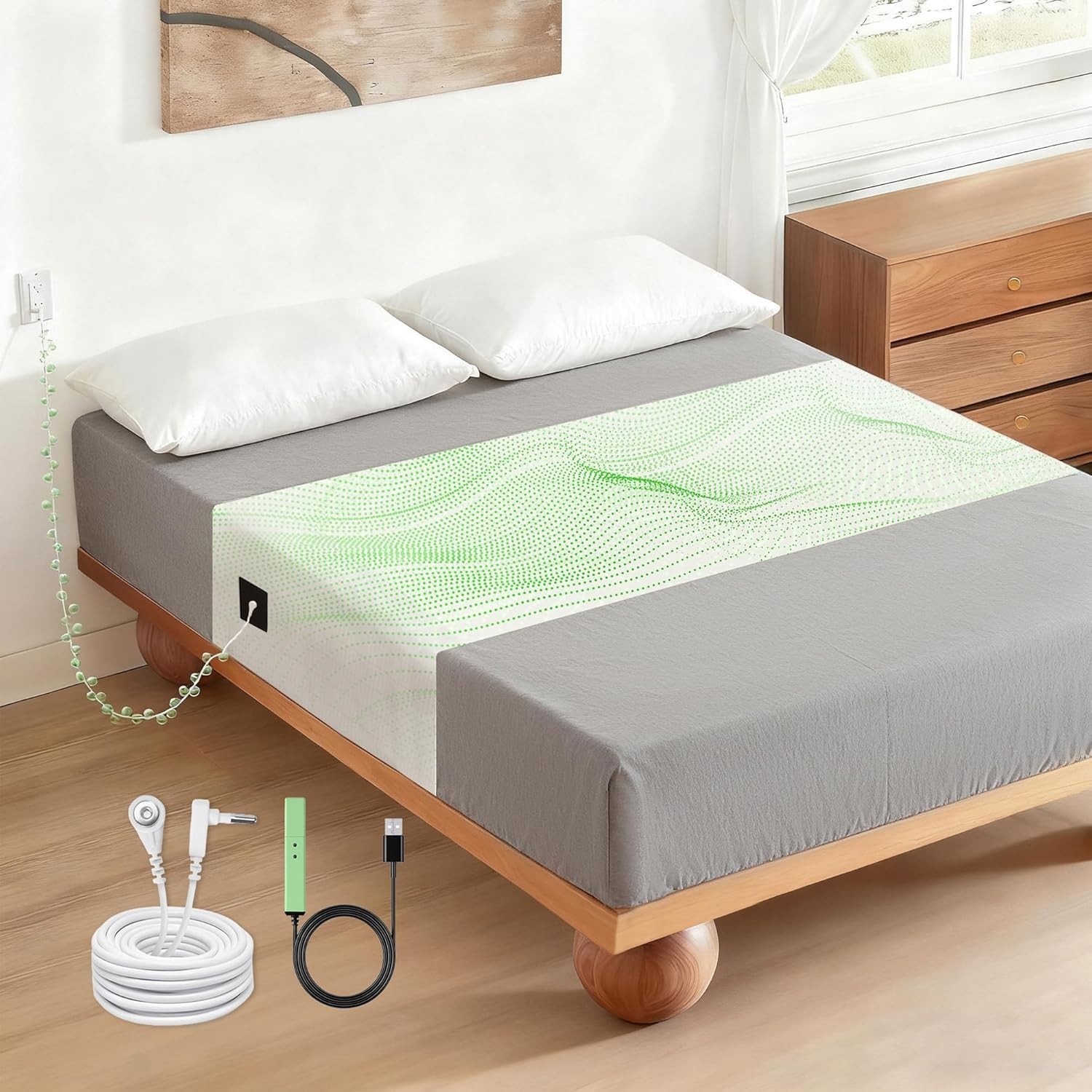 GroundingWell Grounding Sheet, Fits All Bed Sizes, Organic Cotton + Silver Fi...