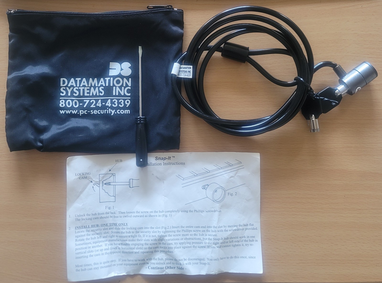 NEW Datamation Systems Laptop Security Cable Lock Black with 2 Keys COMPLETE SET