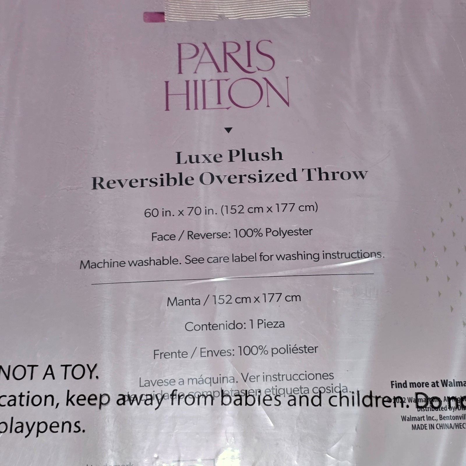 Paris Hilton Luxe Plush Oversized Reversible Butterflies Pink Throw Brand New