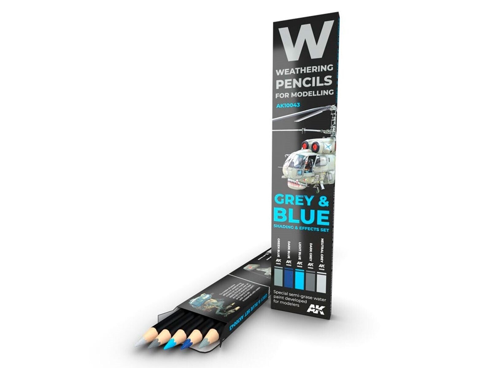 Ak Interactive - Weathering Pencils Grey & Blue Shading & Effects Set Ak10043