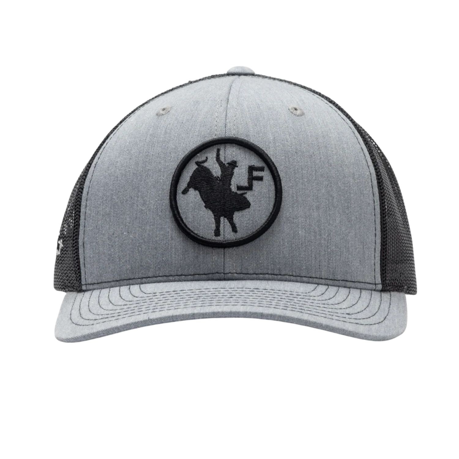 Lane Frost Iron Cowboy Logo Adjustable Snap Back Baseball Cap Hat, Grey/Black