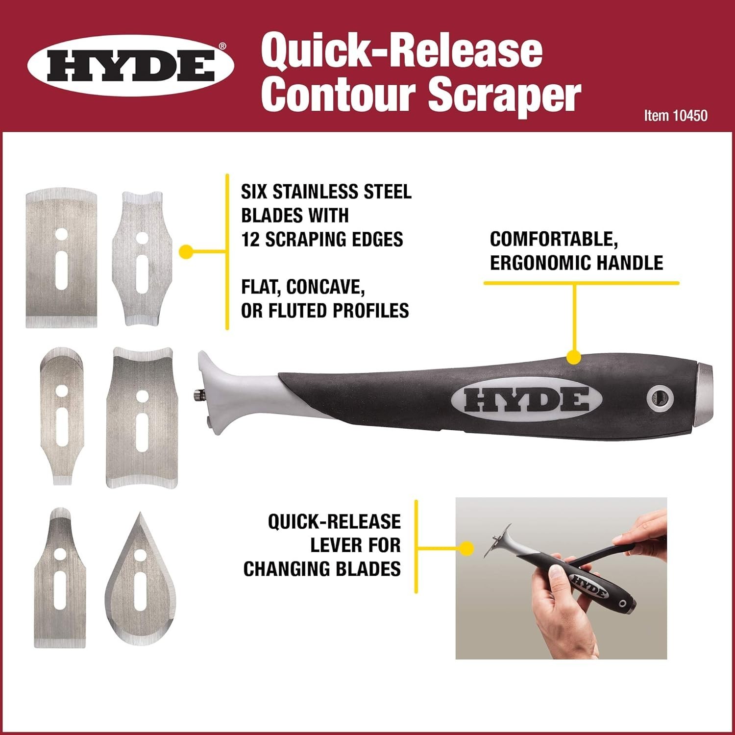 Multicolor Contour Scraper with 6 Changeable Blades for Effortless Paint Removal