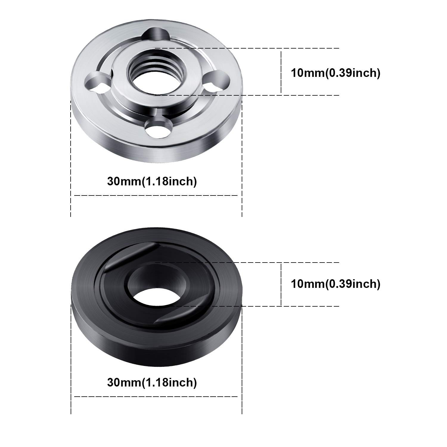 Mudder 10 Pcs 10mm Angle Grinder Flange Nuts and Black,steel