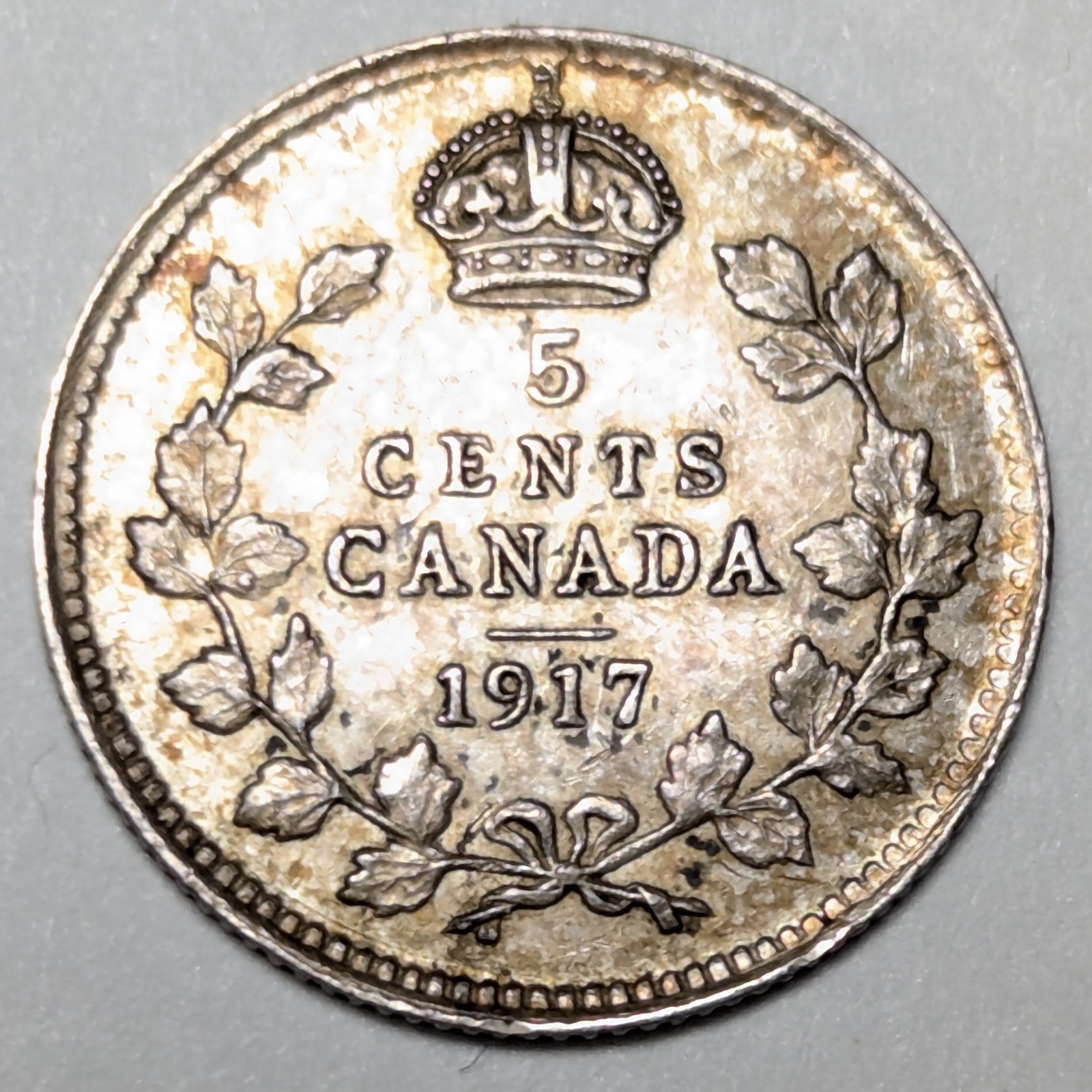 1917 Canada 5 Cent Coin Canadian