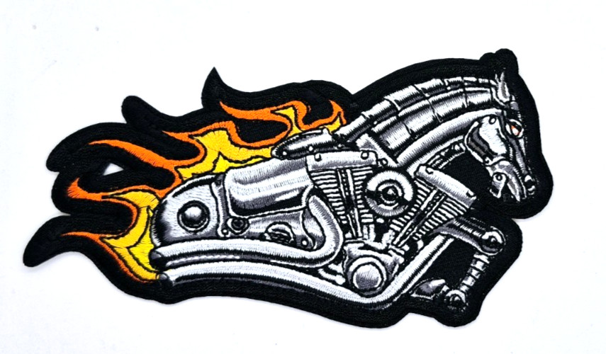 Iron Horse V-Twin Iron-On Embroidered Patch 5" X 2 3/4"