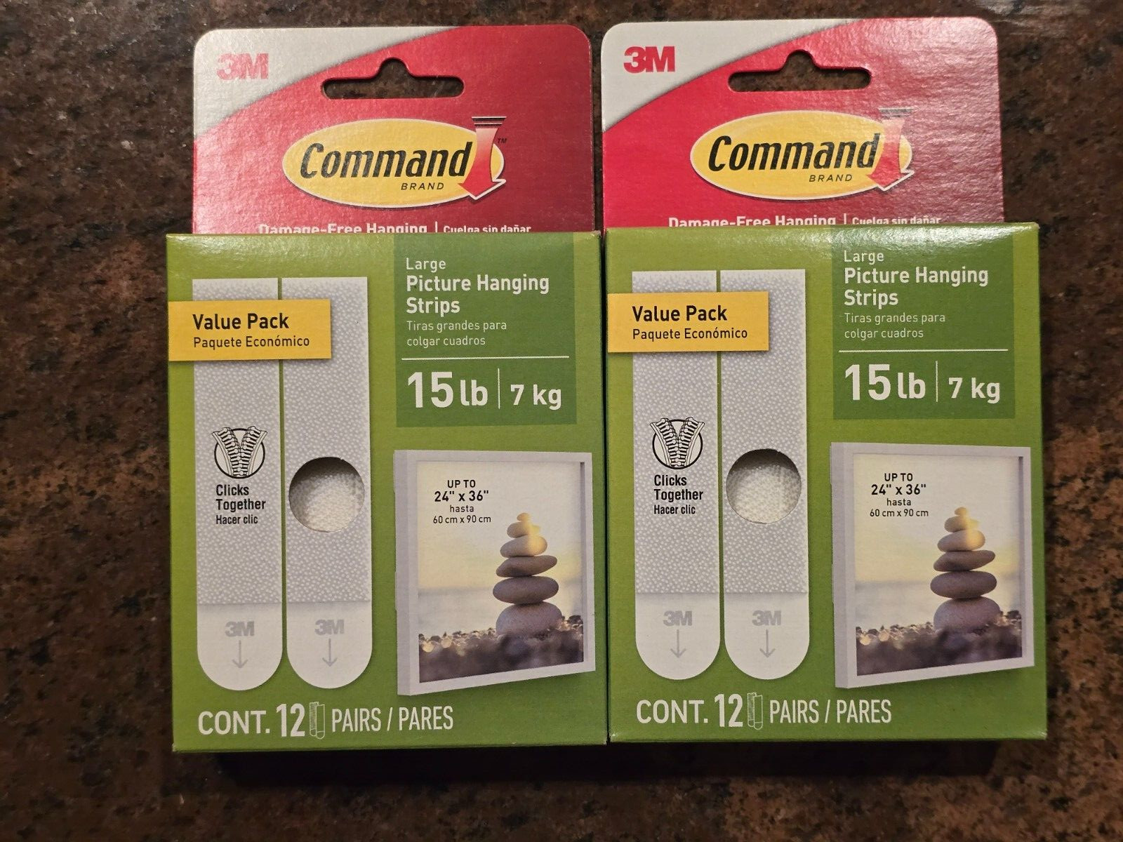 Lot of 2 Command Large Picture Hangers in White - 12 Pack