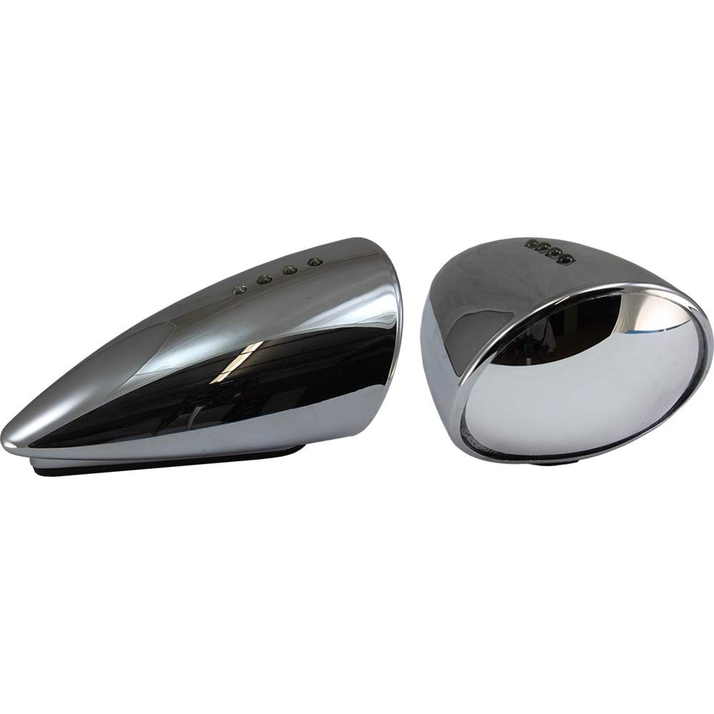 Chrome Pig Spotter Motorcycle Mirror Replacement with Integrated LED Turn Signal