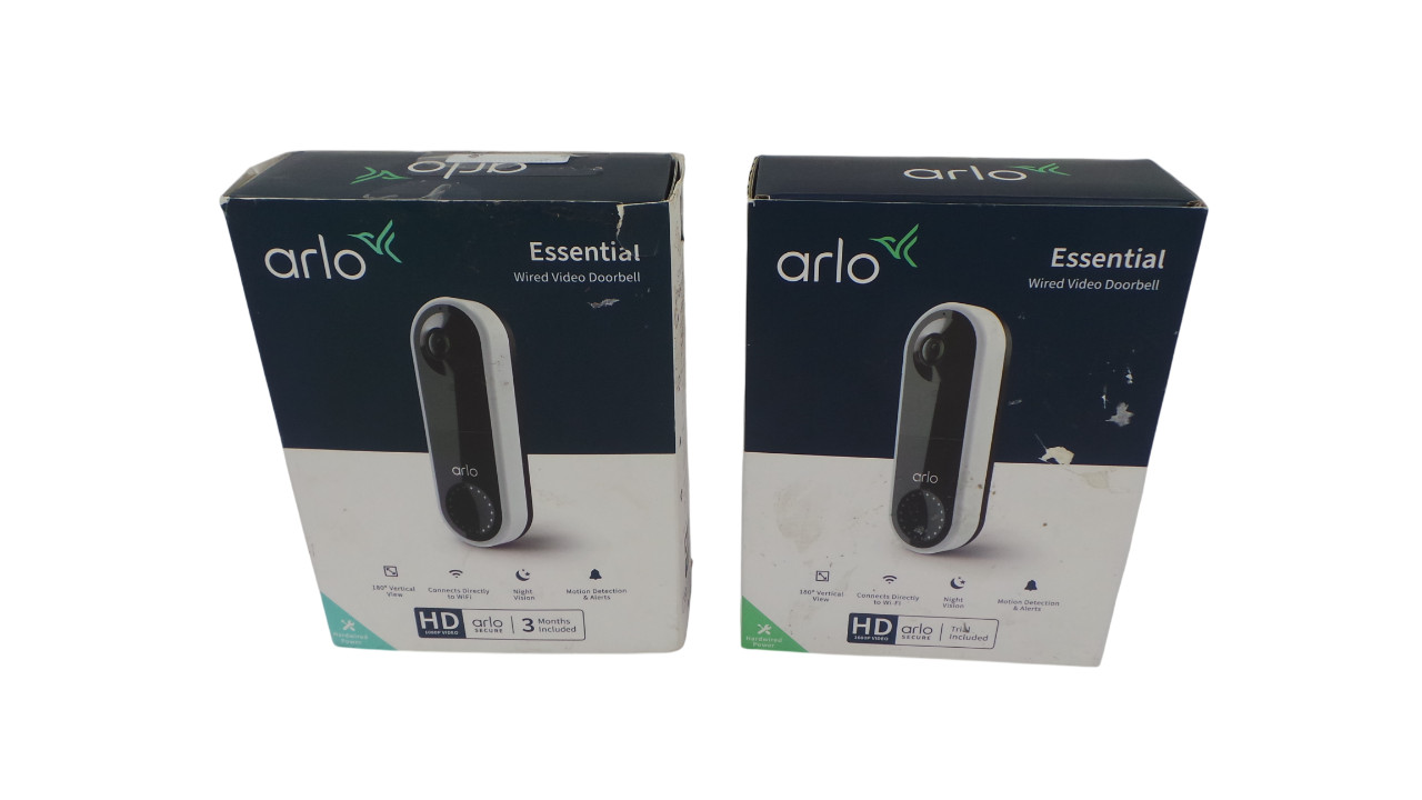 Lot of 2 Arlo AVD1001 Essential Wired Video Doorbell HD Video Night Vision