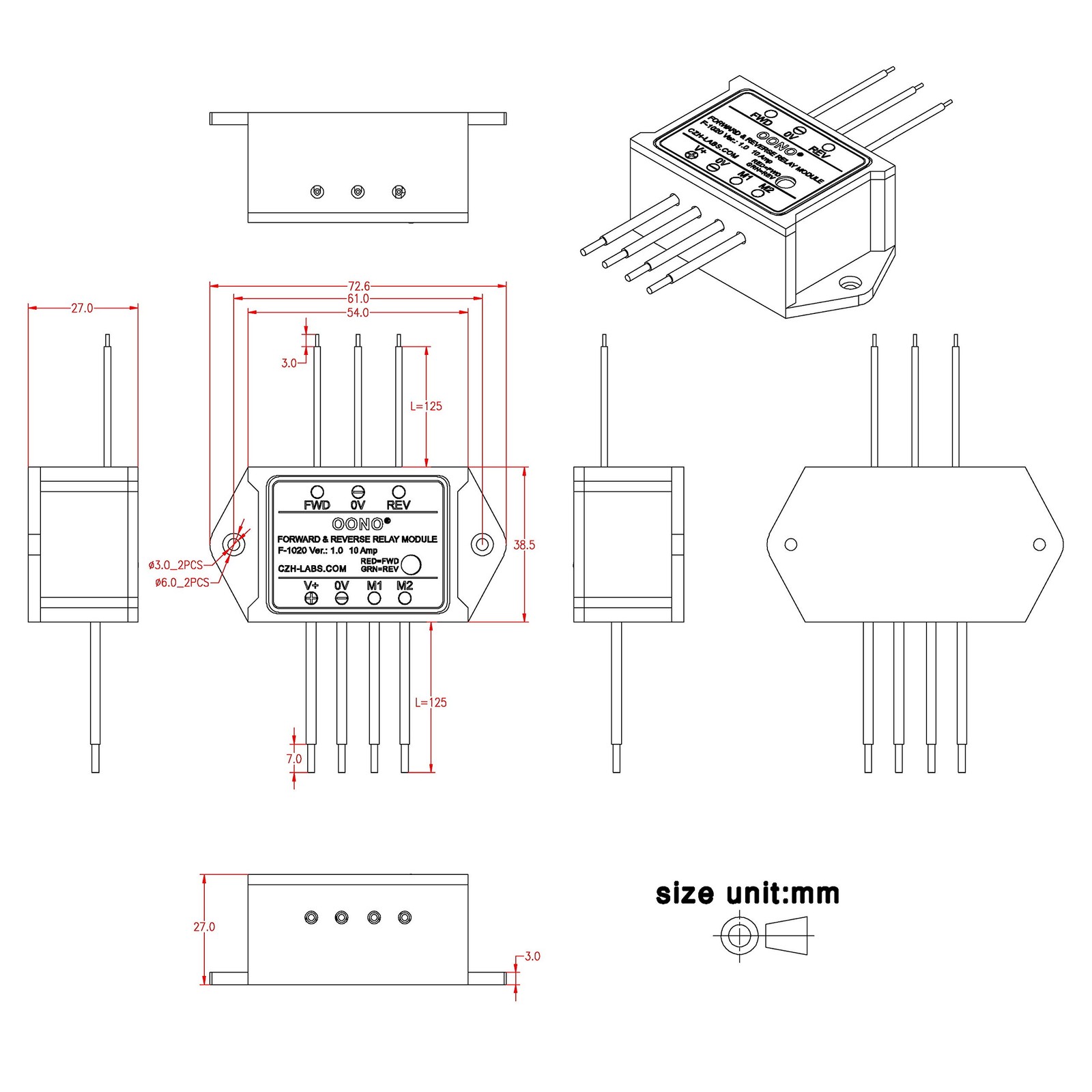 Forward Reverse Relay Module for DC 12V Motor & Linear Actuator Control