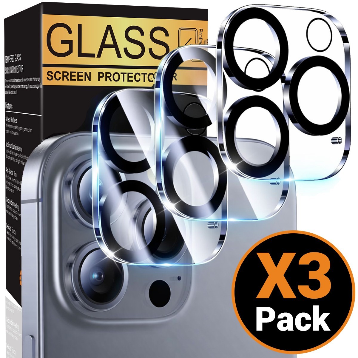 3x For iPhone 17 16 15 14 13 12 11 Pro Max Tempered Glass Camera Lens Protector