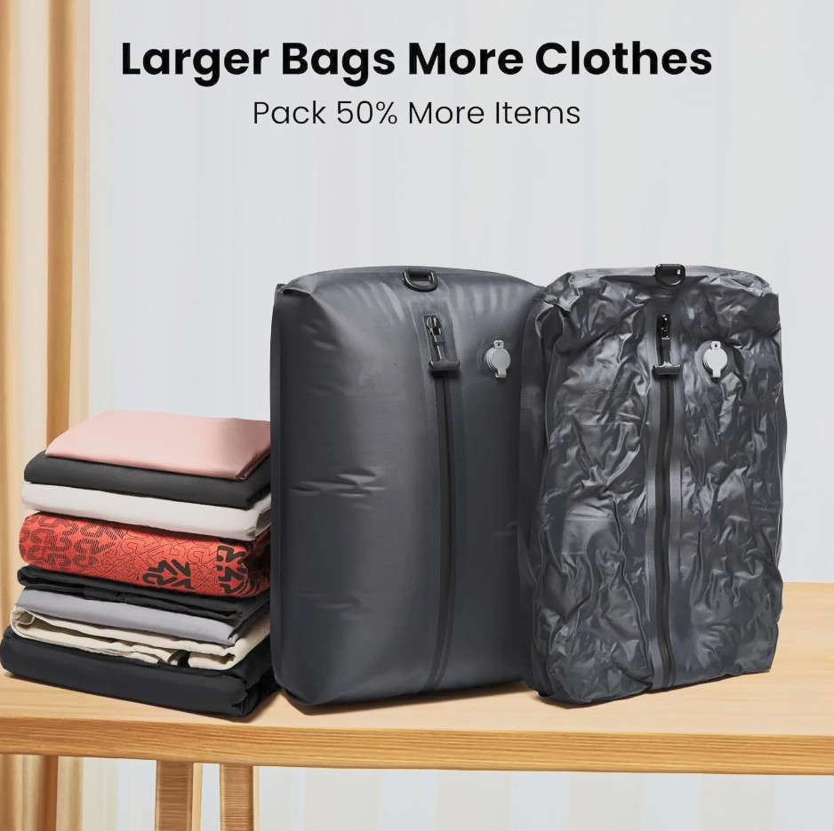 Vacuum Compression Travel Bag with Electric Air Pump Waterproof Storage Bag