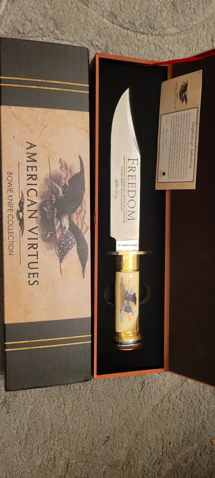 American Virtues Bowie Knife Collection - Freedom - Patrick Henry New In Box
