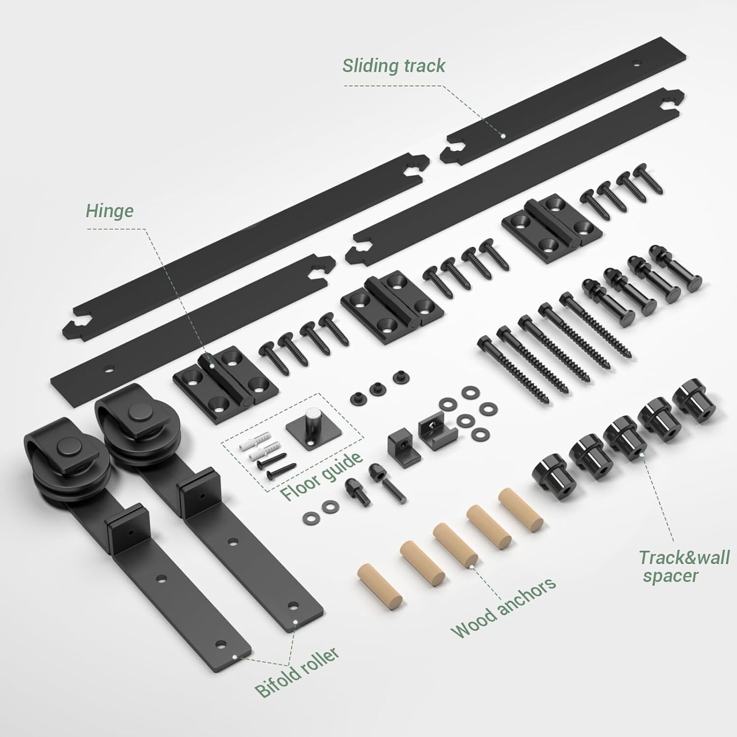 36'' Bifolding Sliding Barn Door Hardware Kit Combination Track- Smooth Quiet