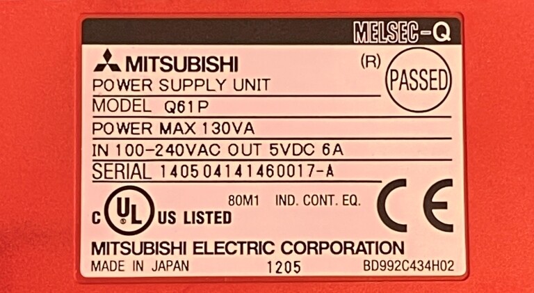 MITSUBISHI POWER SUPPLY UNIT, Q61P, 100-240VAC INPUT, 5VDC-6A OUTPUT