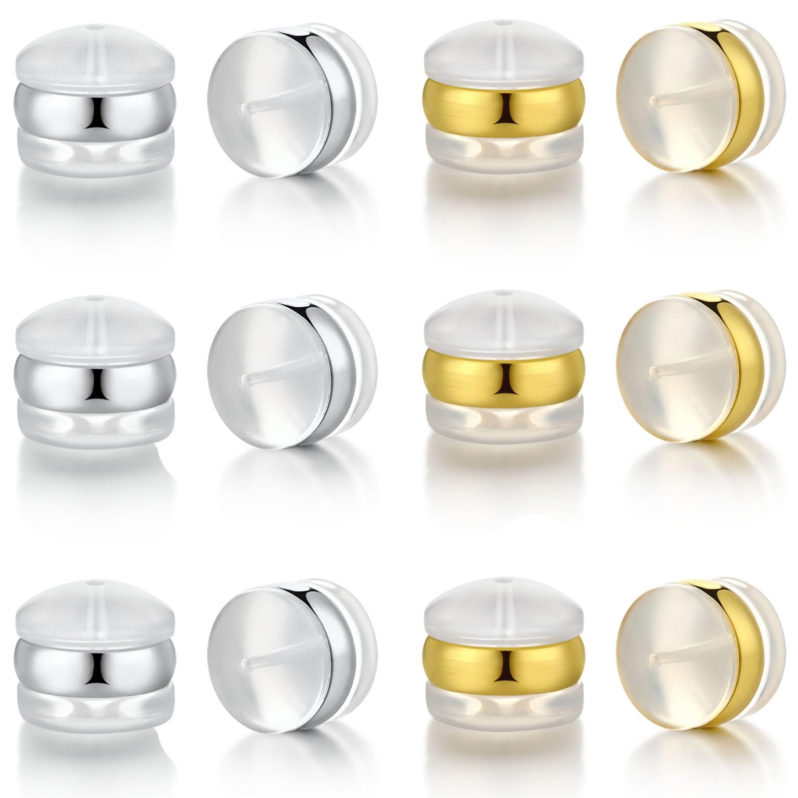 Silicone Earring Backs,18K Gold Plated Silicone Ears Backs for Studs/Ear Wire...