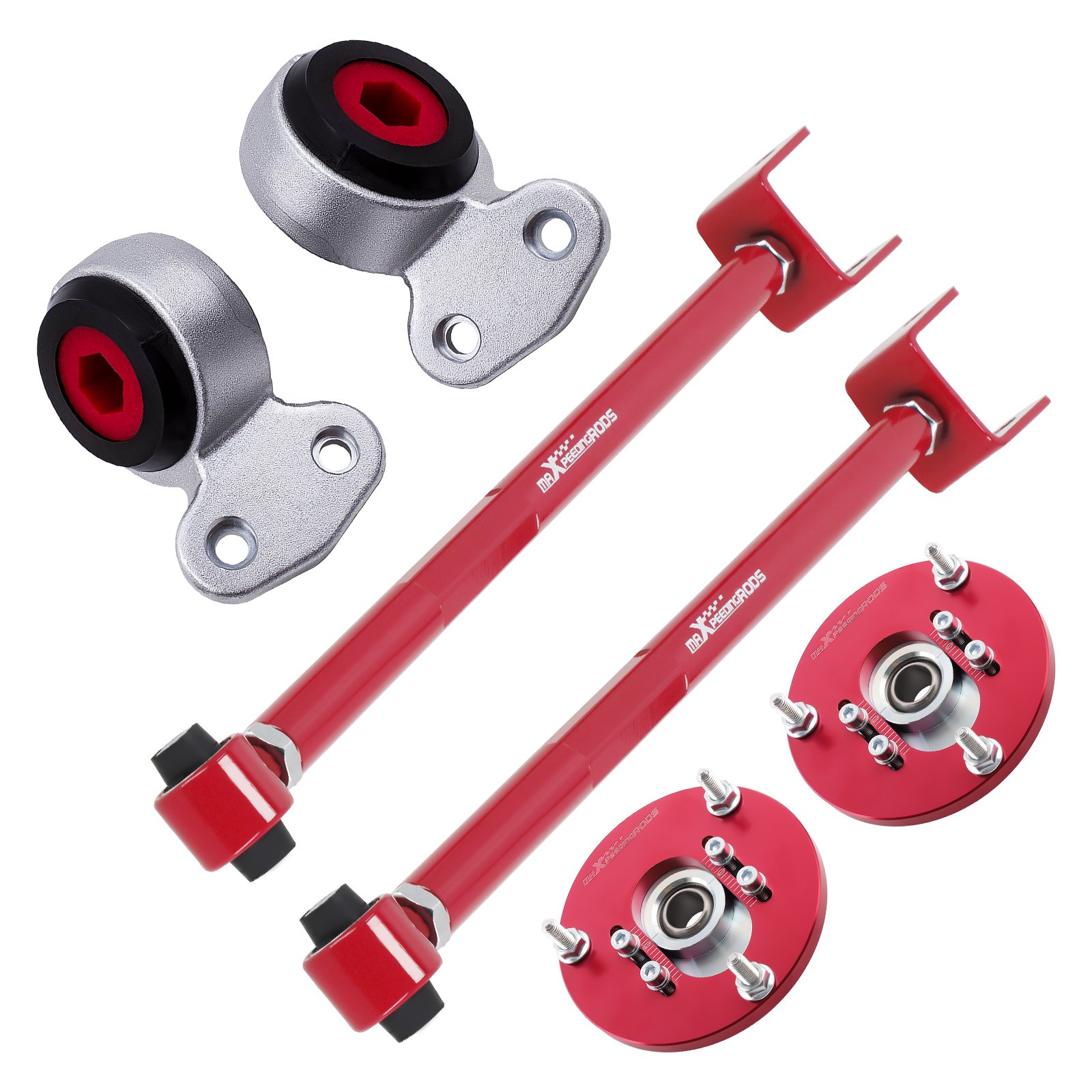 Suspension Set Camber Arms + Camber Plates Poly Control Arm Bushings For BMW E46