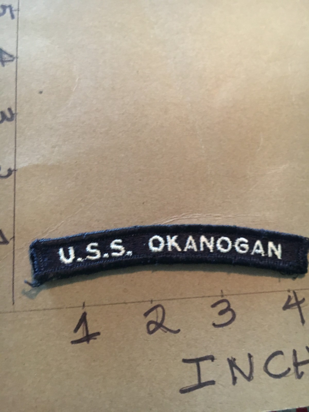 US NAVY SHOULDER STRIP TAB *** rocker *** Patch USS Okanogan