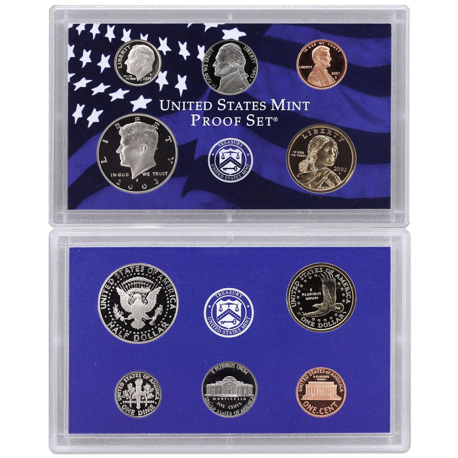 2003 S Proof Set Original Box & COA 10 Coins CN-Clad