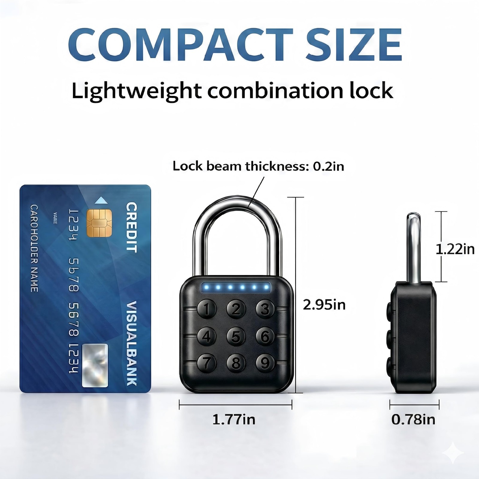 TLYITU Combination Padlock – Lock with 6-Digit 1 Pack, Black