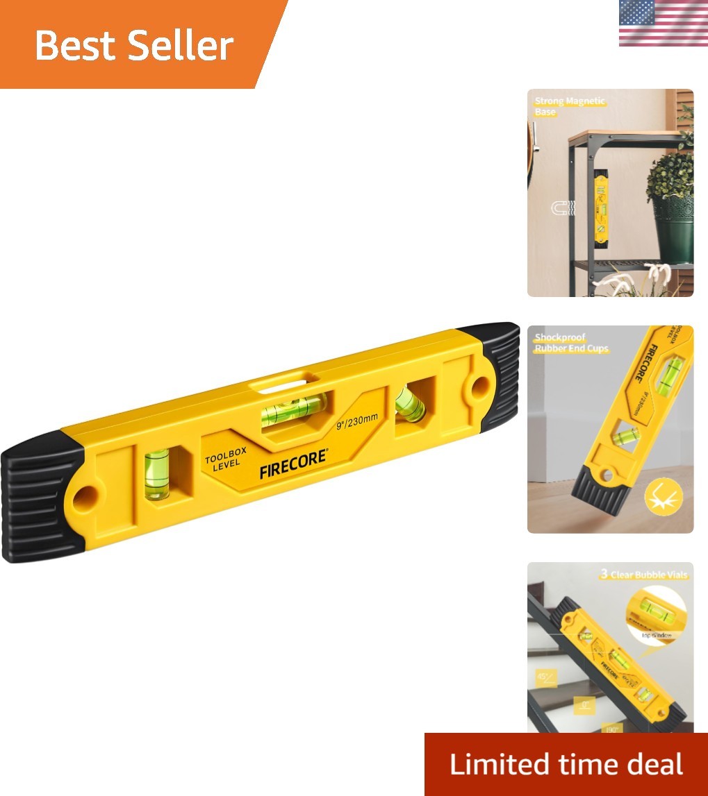 Versatile 9 Inch Magnetic Spirit Level - Perfect for Carpentry and Home Projects