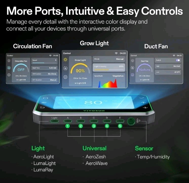 VIVOSUN T4 4" Inline Duct Fan & Temperature Humidity Controller, E42A+ WiFi App