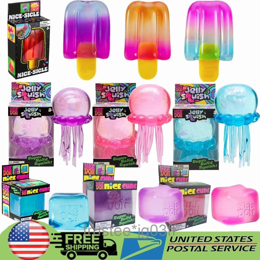NeeDoh Jellyfish Jelly Squish/Nice Cube/ Ice Cream Nice-Sicle Squish Fidget Toy