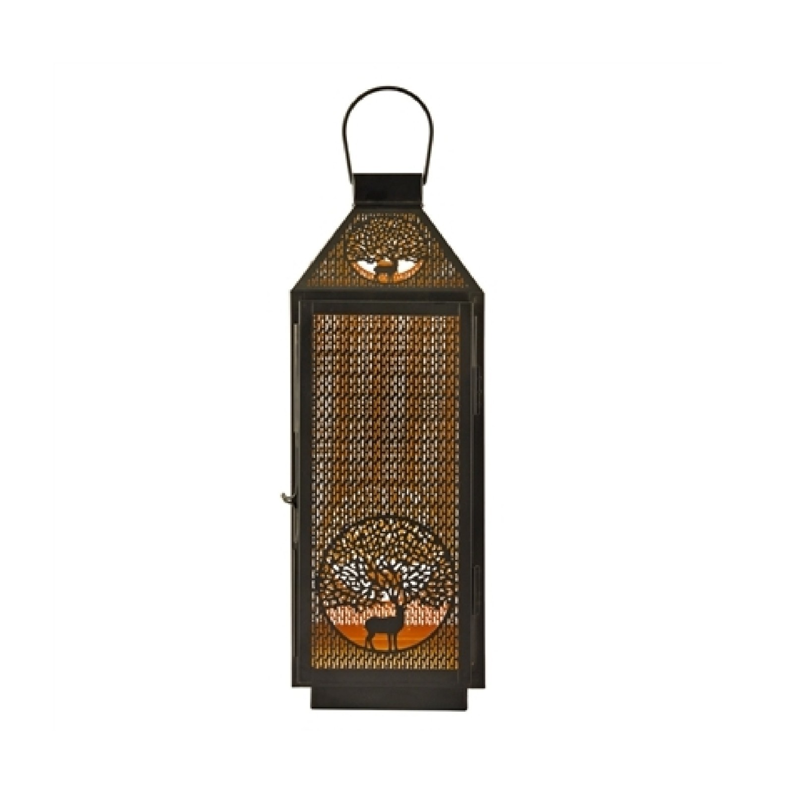 Deer Cutout Tabletop Metal Lantern - 15.5" H