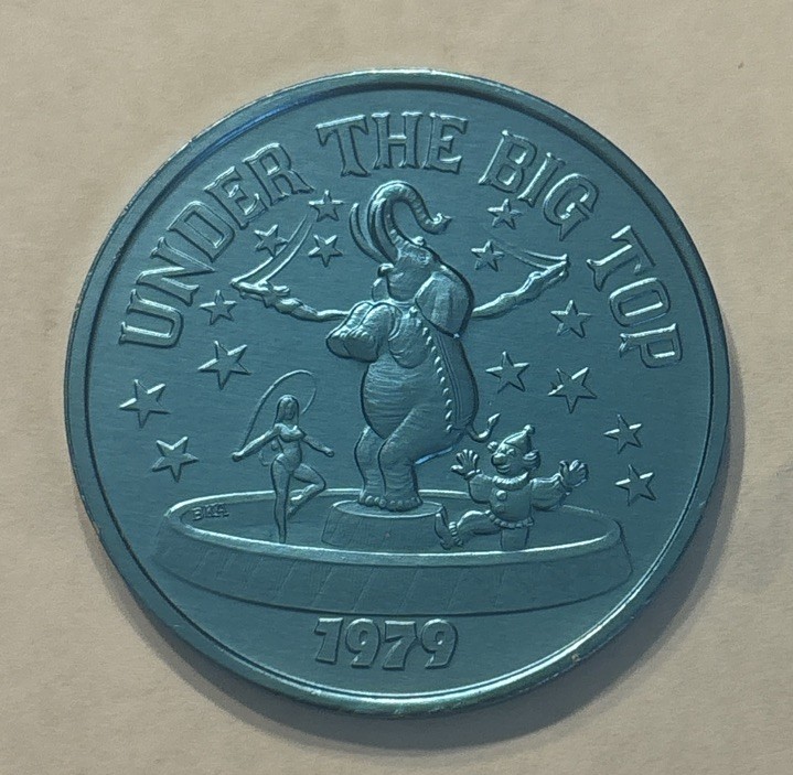 1979 1.5” Aluminum New Orleans Mardi Gras Doubloon - Under The Big Top (T10)