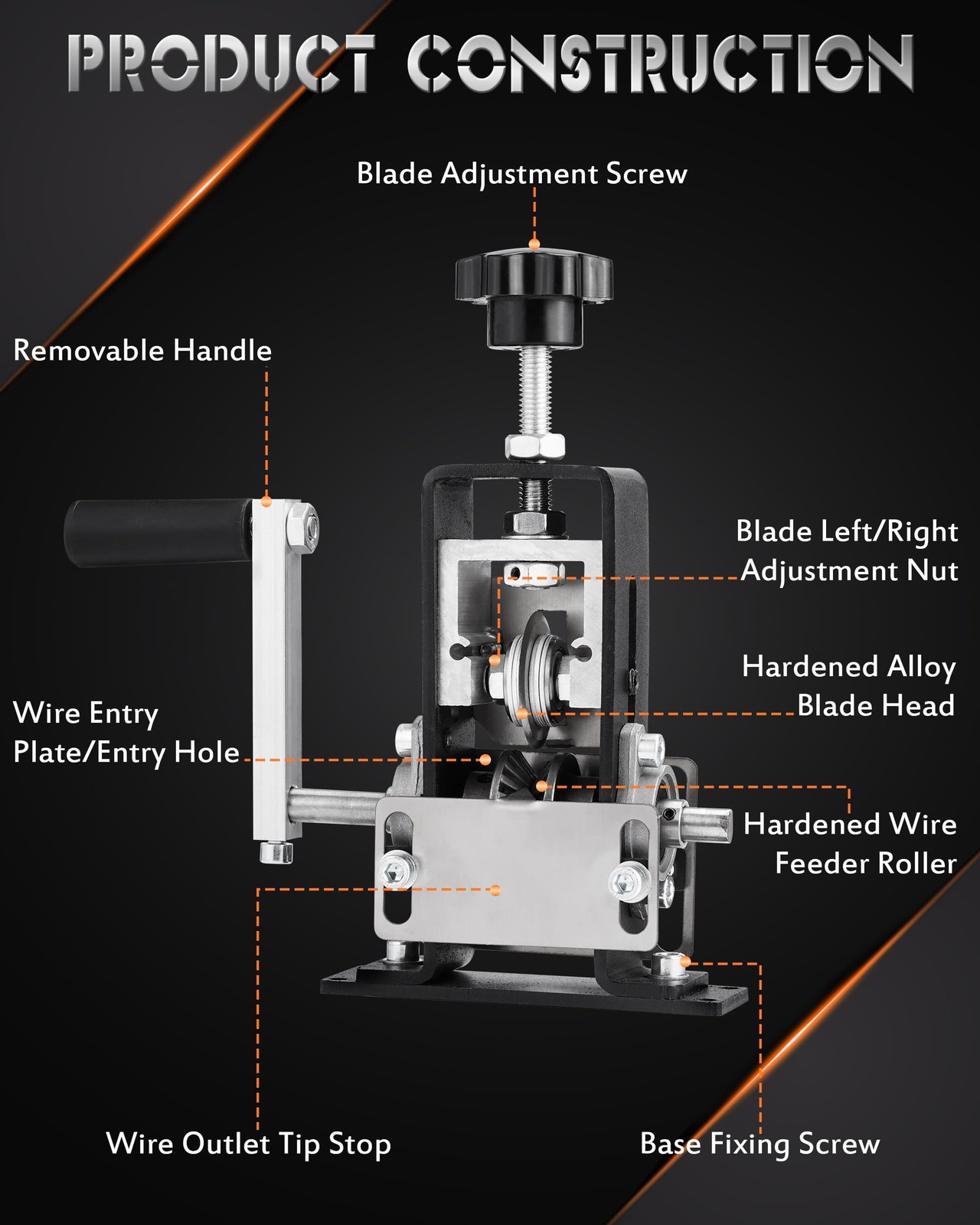 Manual Wire Stripping Machine, 2 IN 1 Drill-Powered/Hand Crank Black
