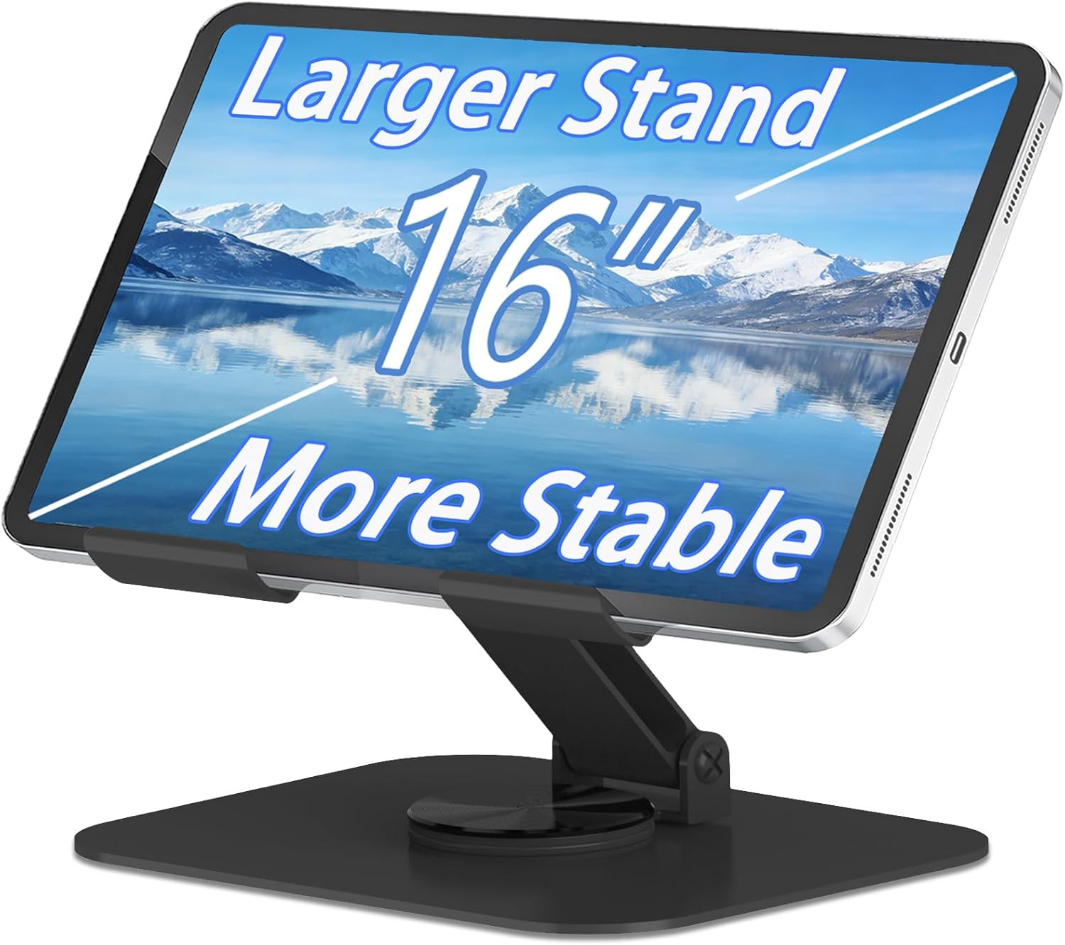 Metal Tablet Stand, Adjustable 360° Rotation Tablet Holder For 4-16" Tablet