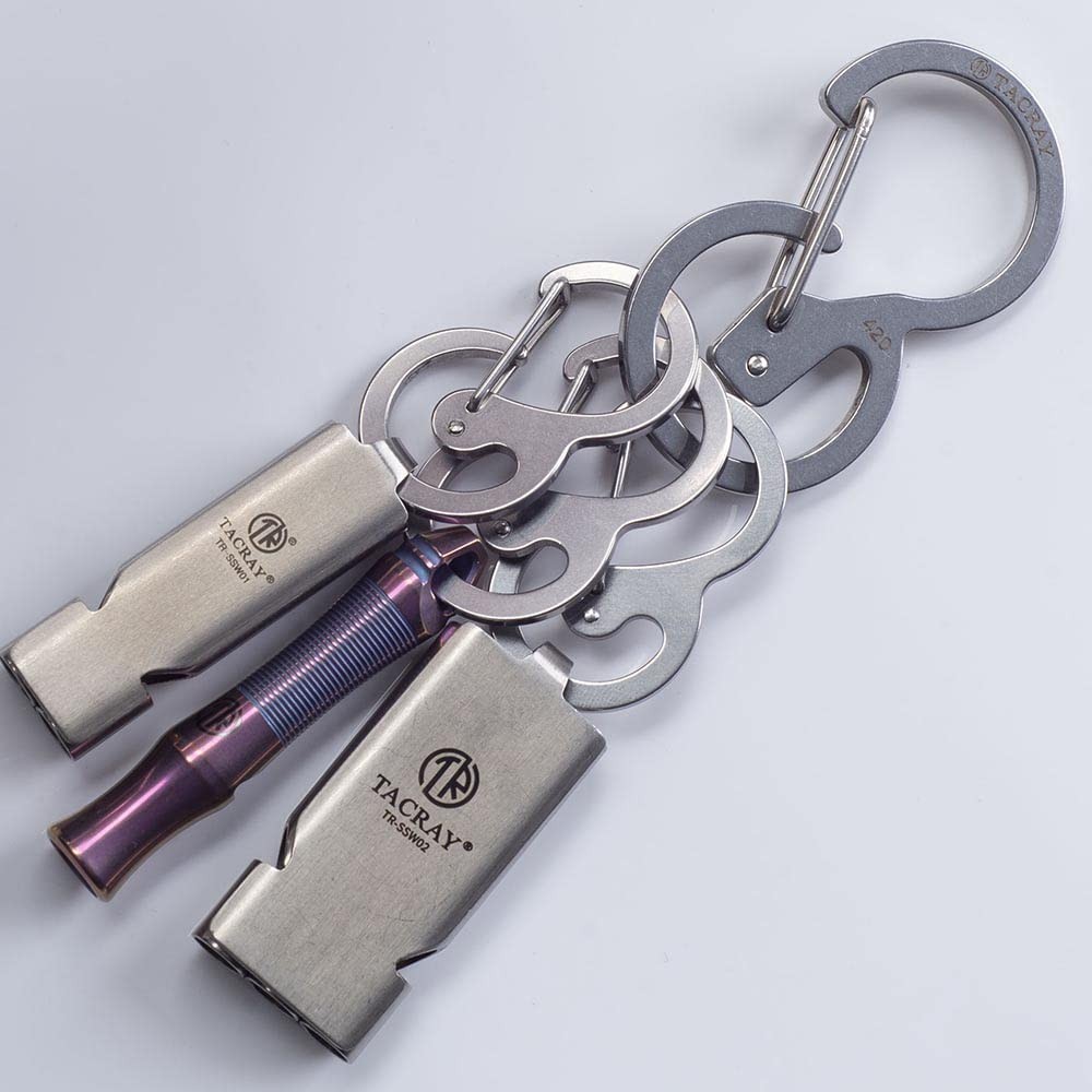 Stainless Steel Carabiner Keychain Set Quick Release Clips Loop-Locked Hooks