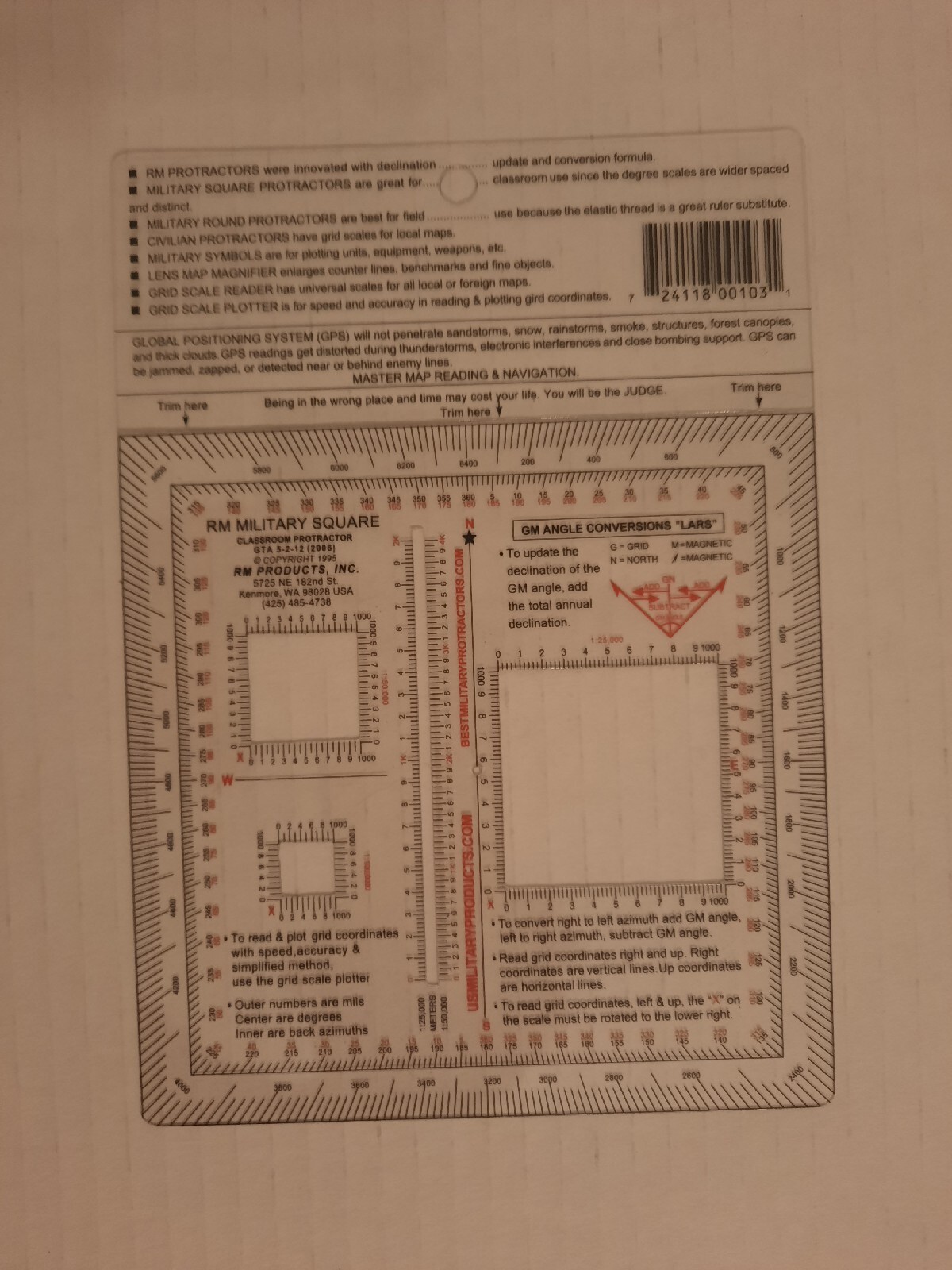 2 NEW RM PRODUCTS Military Square Protractor (Red)