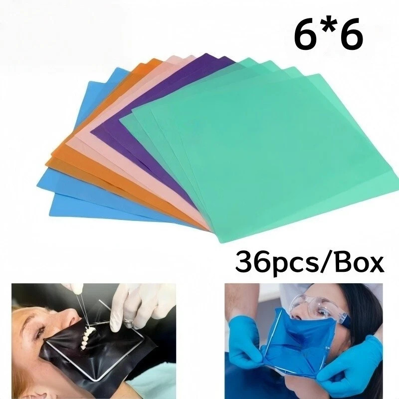 36 Pcs/Box Endodontic Dental Adult Rubber Dam Sheets Natural Latex Barrier 6"x6"